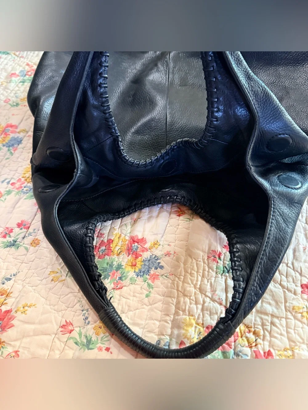 Vintage Banana Republic, black pebbled, leather hobo bag